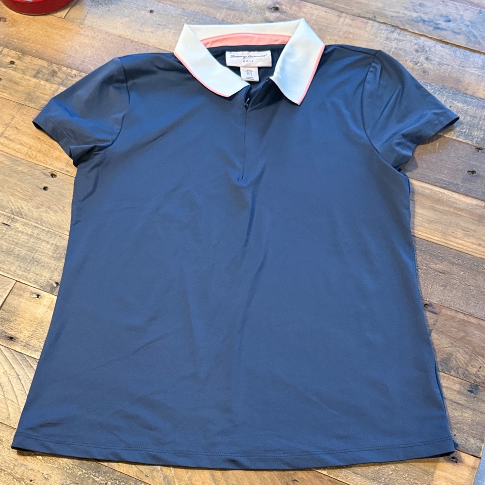 Tommy Bahama Navy Polo with White and Pink Accents